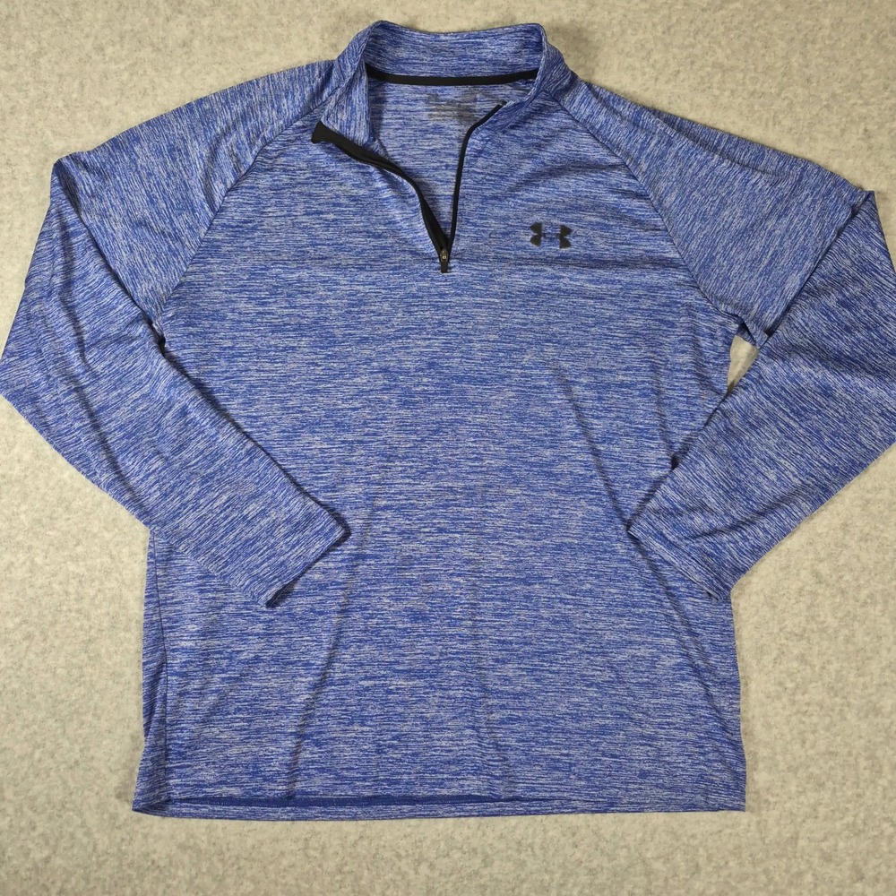 Under Armour 1/4 Zip Pullover Mens XL  Blue Heather Tech Space Dye Shirt